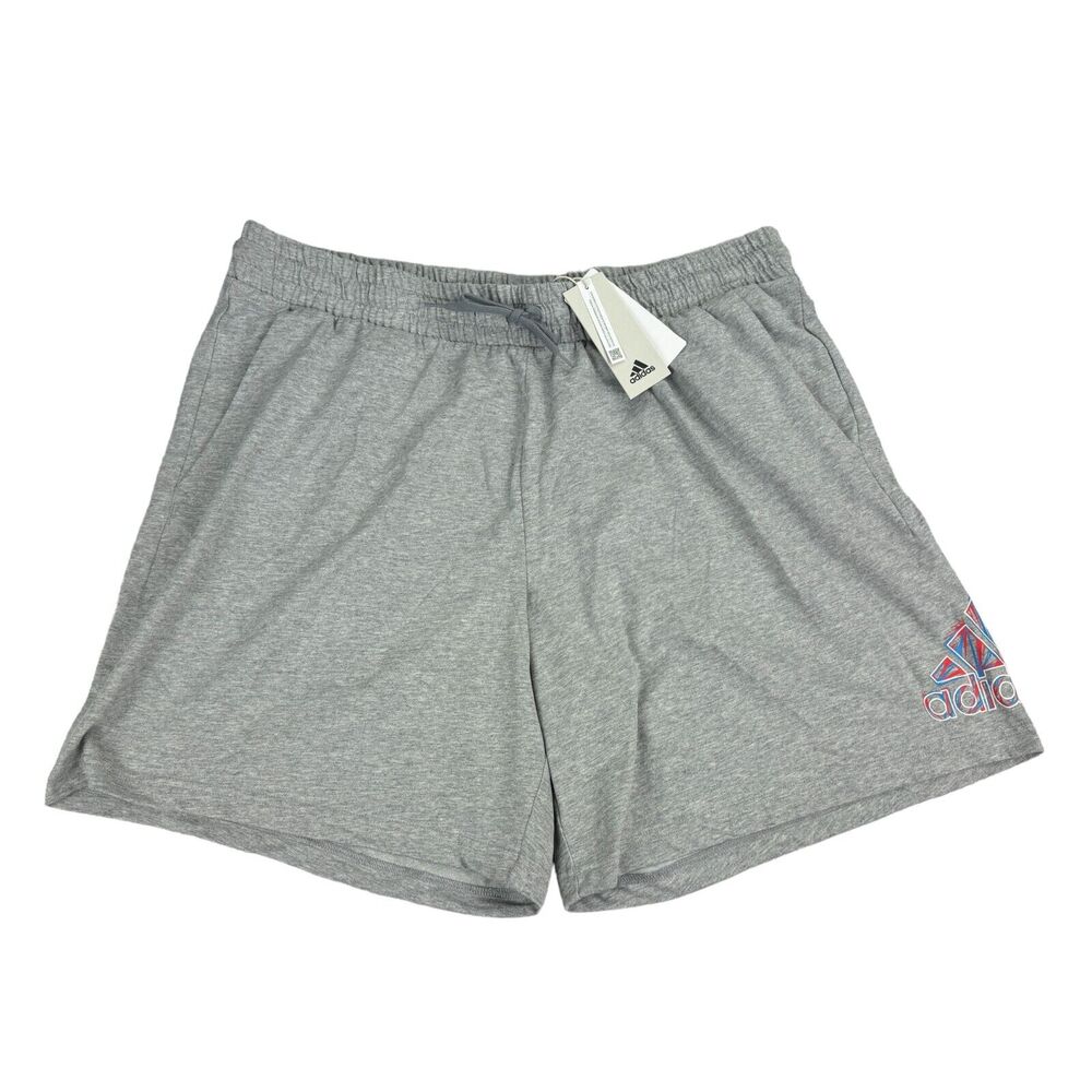 Adidas Mens Essentials Americana Knit Cotton Blend Jersey 7" Shorts Gray 2XL